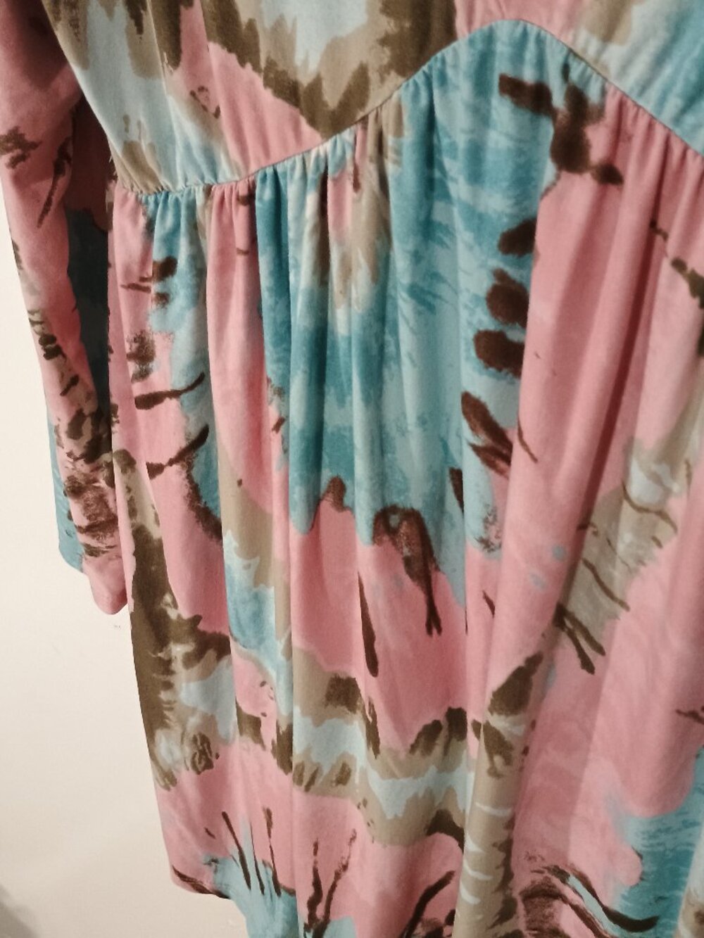 EGS California 2XL Pink Blue Tie Dye Babydoll Long Sleeve Stretch Dress - Picture 5 of 8